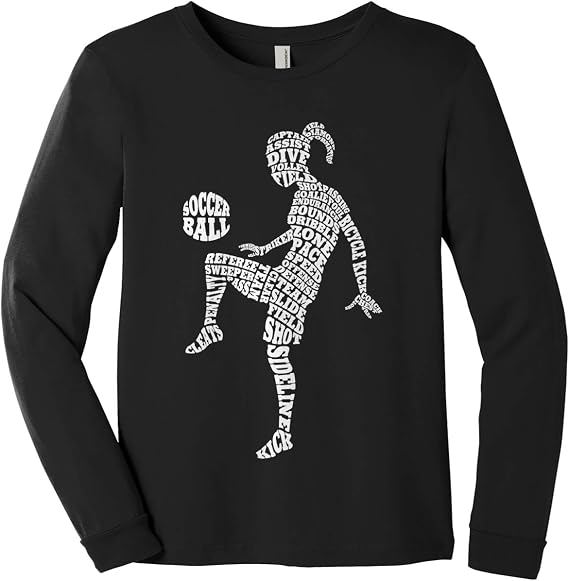 Threadrock Big Girls' Soccer Player Typography Youth Long Sleeve T-Shirt