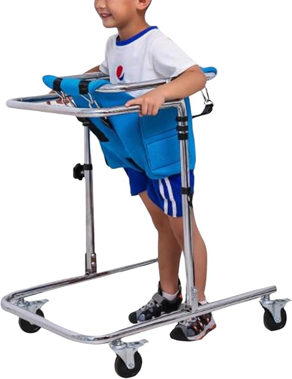 Walkers/Standing Walking Aid, Adjustable Height Children's Wheeled Walker for Cerebral Palsy Kids, Upright Walker Rehabilitation Trainer Frame, Suitable for Height 31"- 47"