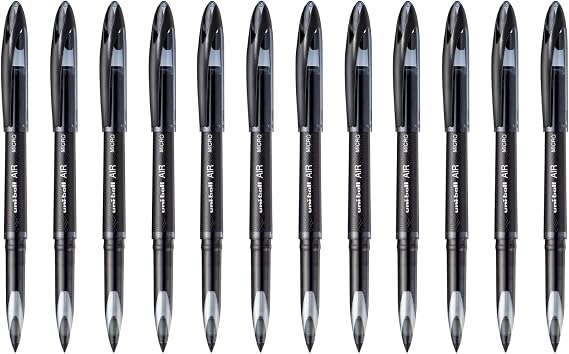 uniball Air Porous Point Pens, Medium Point (0.7mm), Black, 12 Pack