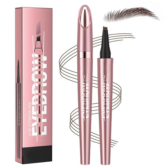2026 New Microblading Eyebrow Pen, Stays on All Day and Waterproof Long-Lasting Natural Looking Brows Effortlessly, Eyebrow Pencil Eye Brow Pen with 4 Tip, Dark Brown