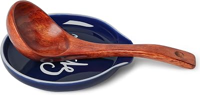 GDCZ Ceramic Spoon Rest for Stove Top 5 Inches Large Spoon Holder for kitchen Counter, Modern Spoon for Farmhouse, Cooking Utensil Rest, Kitchen Accessories, Dishwasher Safe Navy, 1