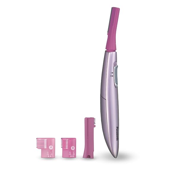 Panasonic Womens Facial Hair Remover and Eyebrow Trimmer with Pivoting Head, Includes 2 Gentle Blades for Brow and Face and 2 Eyebrow Trim Attachments, Battery-Operated ES2113PC
