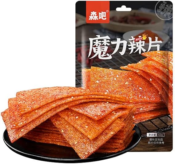 Spicy Strips Chinese Snack (62G/Bag) of Handmade Spicy Strips, La Tiao,Vegetarian, Konjac Lataio Latio (Hot Plate,1 bag)
