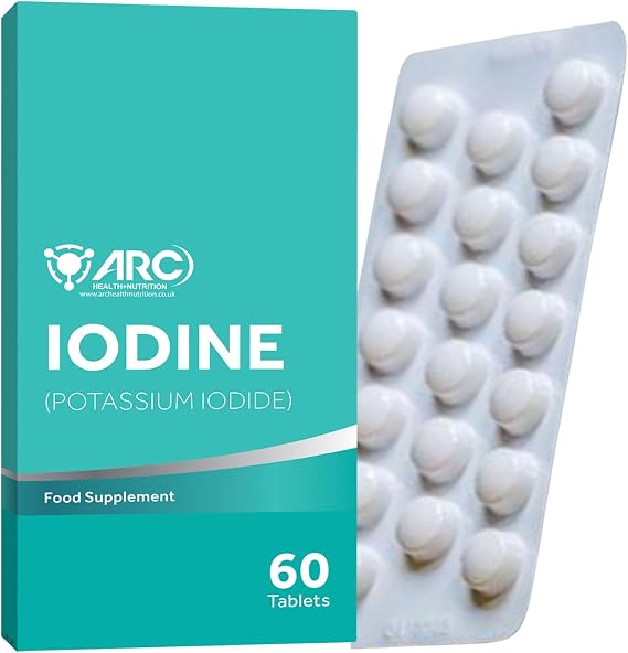 Iodine Supplement Tablets 400mcg High Strength Potassium Iodide - Non-GMO & Gluten-Free Iodine Supplement - Trace Mineral - UK Made (60)
