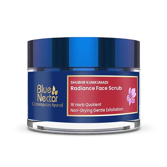 Blue Nectar Saffron Tan Remover for Face with Kumkumadi Oil Facial Scrub