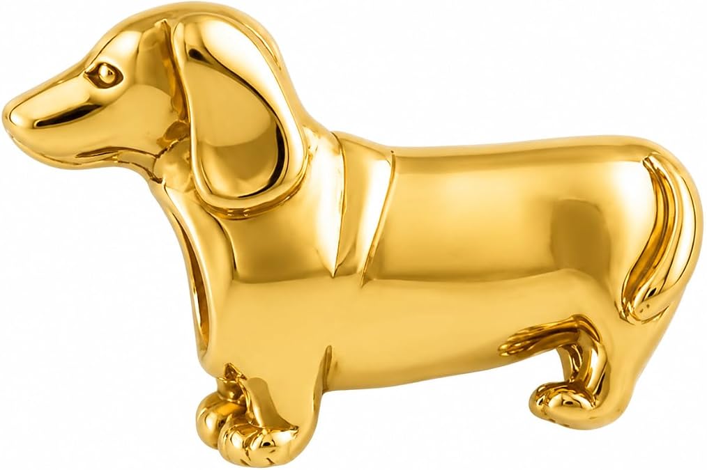 BOLENVI Doxie Dachshund Hound Wiener Dog 14K Gold Plated Charm Bead For Pandora & Similar Charm Bracelets or Necklaces