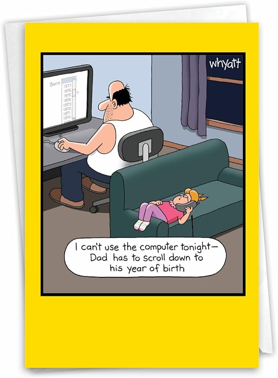 NobleWorks - 1 Cartoon Birthday Greeting Card Funny - Hilarious Bday Notecard with Envelope, Comic Humor Celebration - Age Scroll C3679BDG