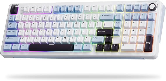 iLovBee B98 Creamy Keyboard with Number Pad, Wireless Mechanical Gaming Keyboard w/Knob, Full Size Bluetooth/2.4Ghz/USB-C RGB Custom Keyboards for Win/Mac, Gasket Hot Swappable Linear Switches