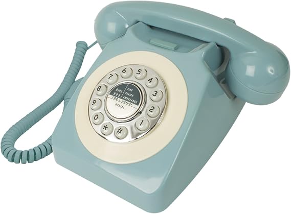 Benross 44540 Classic Retro Telephone/Vintage Style Corded Phone/Classic Ringer Sound/Push Button Dialling/Redial Function/Easy Setup/Blue