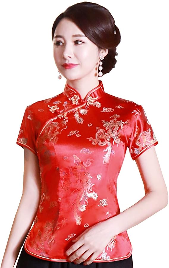 Shanghai Story Chinese Cheongsam Shirt Short Sleeve China Blouse for Women
