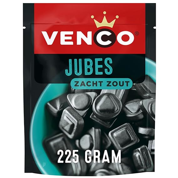 Venco Jubes Dutch Black Licorice Soft Salty 225g 7.93 ounce