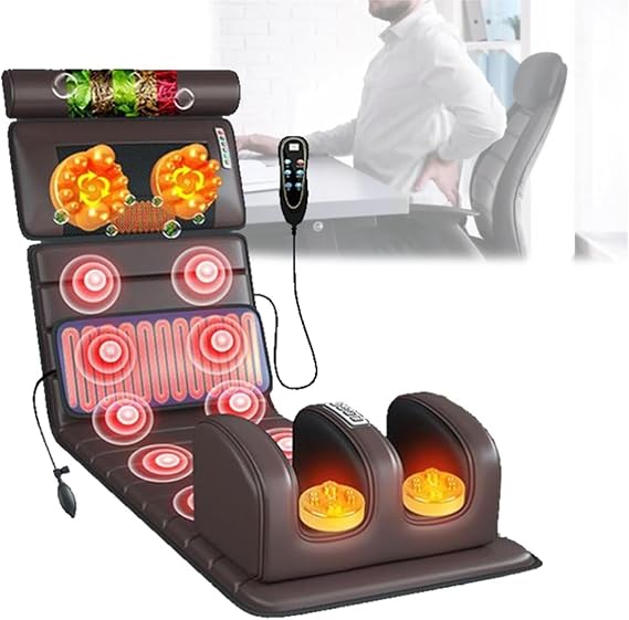 [New Upgraded] Massage Mats, Full Body Massage Mat with Heat and Pulse Shiatsu Neck, Back Massager for Pain Relief Deep Tissue, Back Massage Pad with Lumbar Support Traction Device