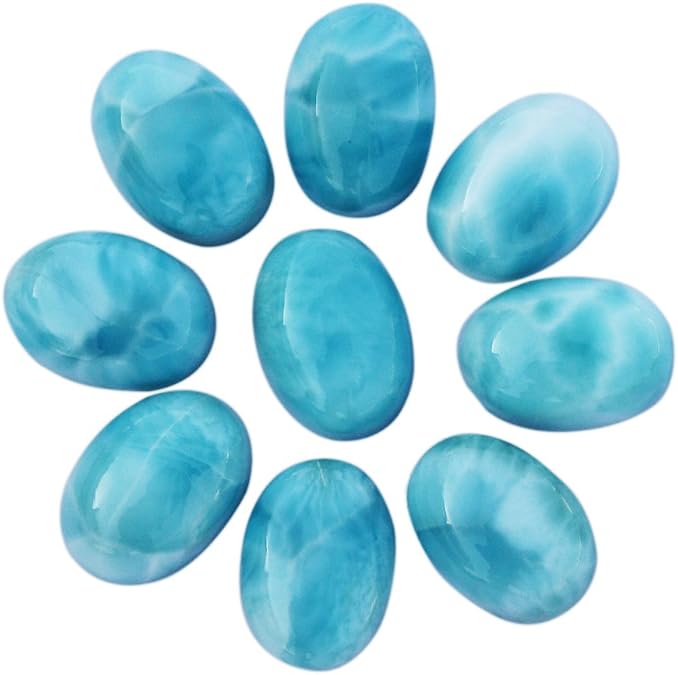 ABC Jewelry Mart 12X16MM Oval Shape, Natural Sky Blue Dominican Larimar Cabochon Gemstone, Handmade Cabochon, Wholesale Price, Semiprecious Stone