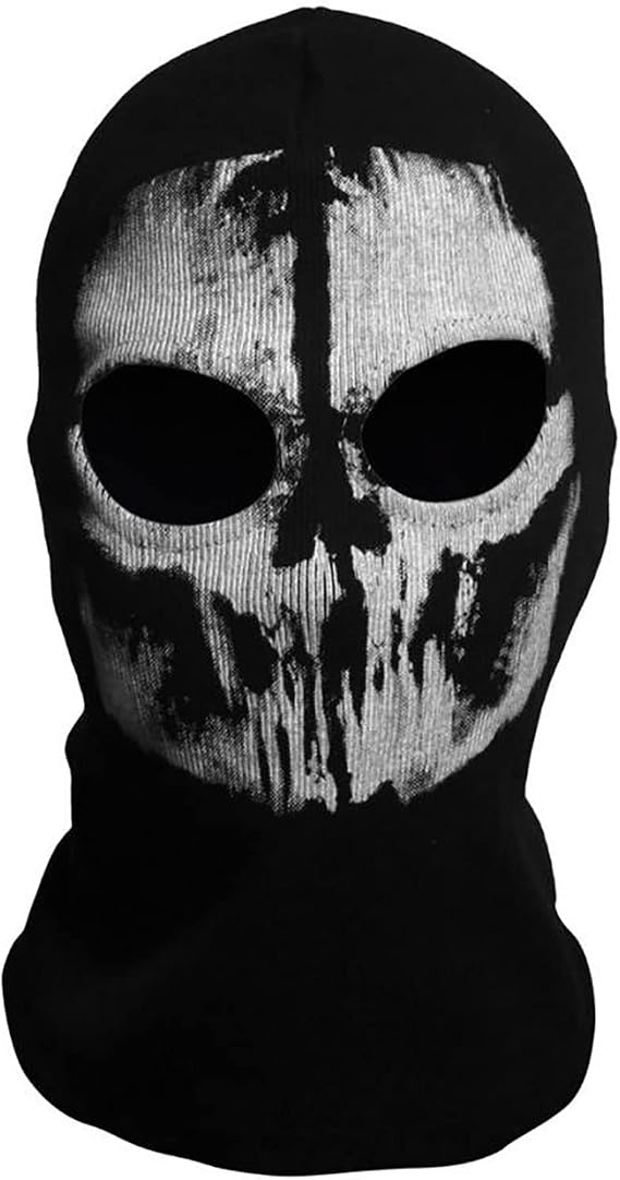 COD Ghost Mask Skull Balaclava MW2 Skeleton Costume Ski Snood Knitted Mask | Full Head Balaclava, Stretchy Knitted Fabric, Skull Print, Windproof & Warmer, Motorcycle Outdoor Headwear, Halloween Cosplay