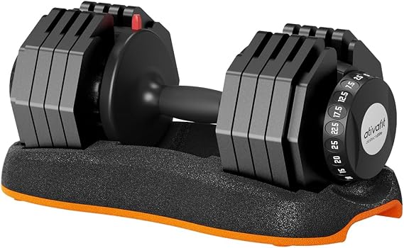 ATIVAFIT Adjustable Dumbbells 12.5/25/30 KG Pair,5-12 Quick Dial Adjust Weights, Anti-Slip Handle with Safety Lock Button, Compact Design for Home Gym Workout & Full Body Strength
