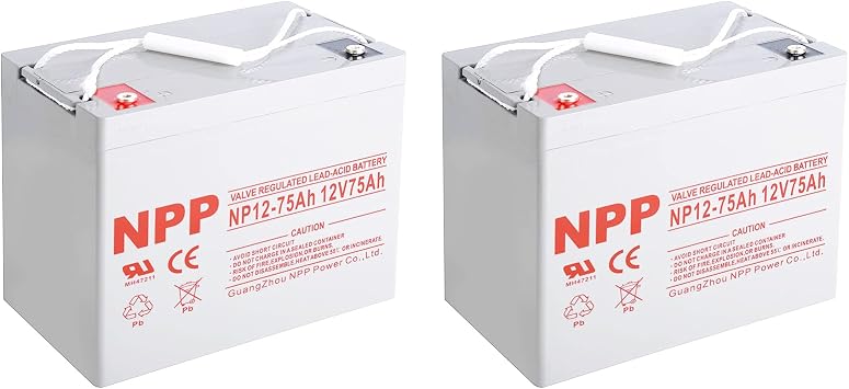 NPP NP12-75Ah (2 Pcs) 12V 75Ah SLA Battery Scooter Pride Mobility Jazzy Select Electric Wheelchair