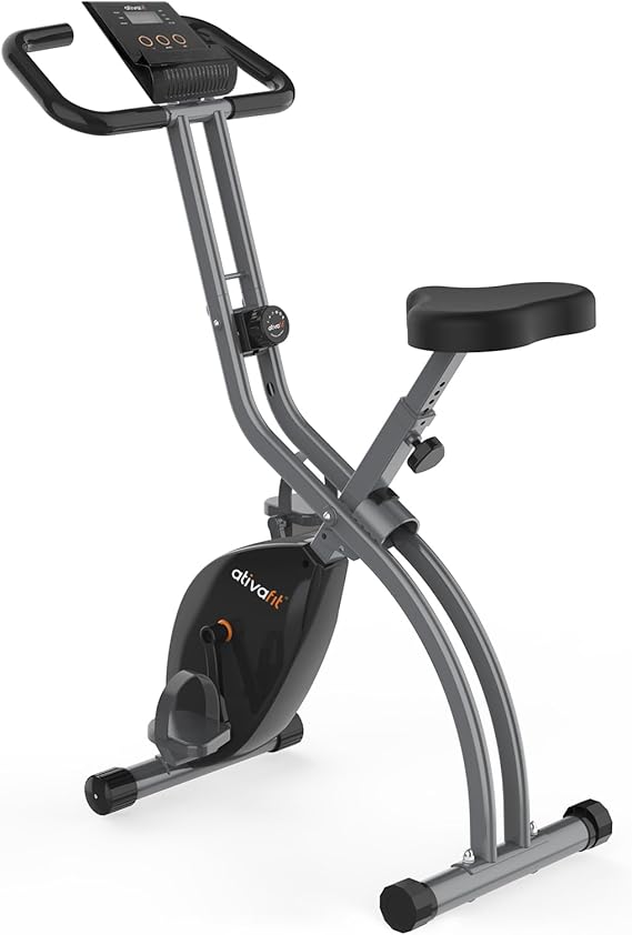 ATIVAFIT 5-in-1 Foldable Exercise Bike for Home, Upright & Recumbent Indoor Bike with 16-Level Magnetic Resistance, Resistance Bands, Quiet Cardio, Adjustable Seat