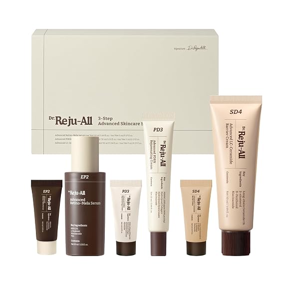 Dr.Reju-All Advanced Skincare System - Complete Gift Set with HPR Retinol Serum, PDRN Cream, Ceramide Barrier Cream - Korean Skin Care Set, Travel Size Included - Daily Anti-Aging Skincare Routine