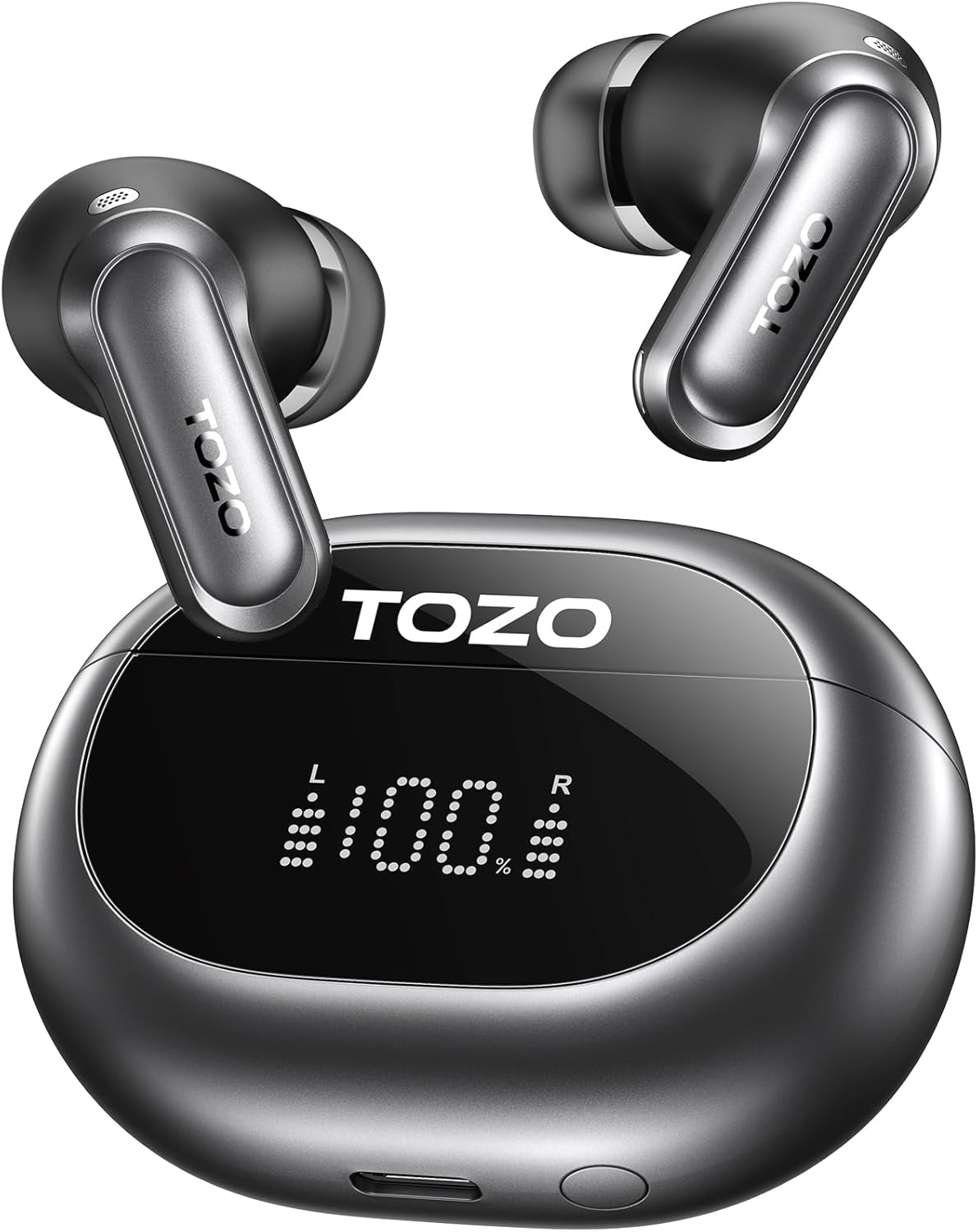 TOZO NC20 Active Noise Cancelling Wireless Earbuds, IPX8 Waterproof Ear Buds, LDAC Hi-Res Sound Stereo Bass, 6 Mics AI Call, Multipoint Pairing, 80H Playtime, Translation Earbuds, Wireless Charging