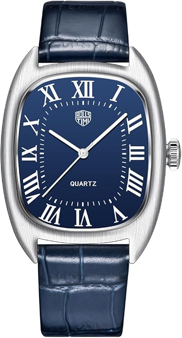 Quartz Men's Watches Stainless Steel Waterproof Dress Analog Wrist Watch for Men, Casual Business Sports Gift Wristwatch Leather Strap