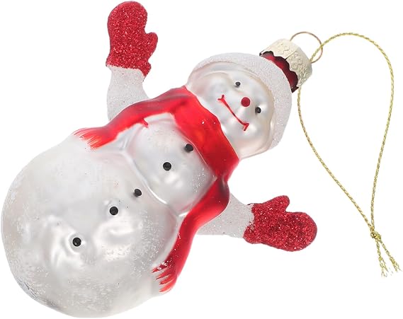 Blown Glass Snowman Ornament Christmas Tree Hanging Decoration Irregular Glass Ball Figurine for Home Office Shop Holiday Xmas Decor Creative Snowmen Collection