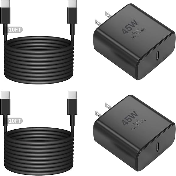 iPhone Charger Fast Charging,2Pack 45W USB C Charger Block Power Adapter&10FT Type C USB C to C Cable Cord for iPhone 17 Pro Max/17 Air/17 Pro/17/16e/16 Plus/15Pro Max,iPad Pro/Mini/Air,Galaxy S26