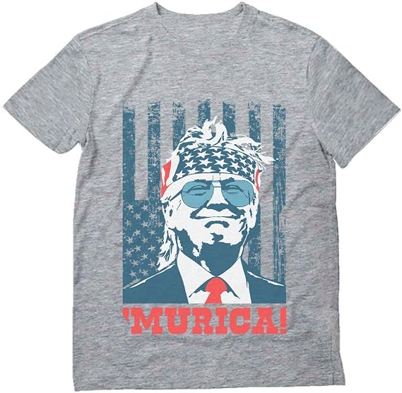 Tstars Trump 4th of July Shirt Men Funny Merica Patriotic USA Flag Tee | Soft cotton Merica flag tee; great for 4th of July, BBQ, parade, conservative patriotic humor, men gift