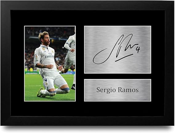 HWC Trading FR Sergio Ramos Gift Signed FRAMED A4 Printed Autograph Real Madrid Gifts Print Photo Picture Display