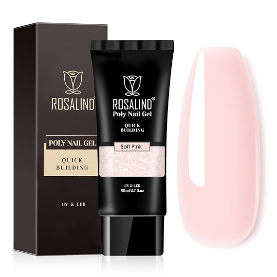 ROSALIND White Poly Extension Gel, 2.7 oz White Poly Nail Gel for Nail Art Decoration, Builder Pink Nail Thickening Extension Easy to DIY Use at Home Need UV Lamp