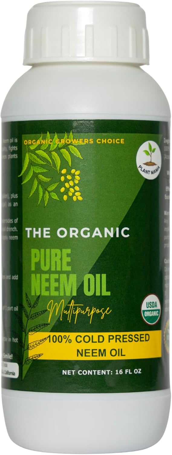 Organic 100% Cold Pressed Neem Oil (16 Fl Oz) - Pure Neem Oil for Hair, Skin, Nails, Pets, Indoor & Outdoor Plants & Garden - Unrefined, All Natural Concentrated, Mutlipurpose