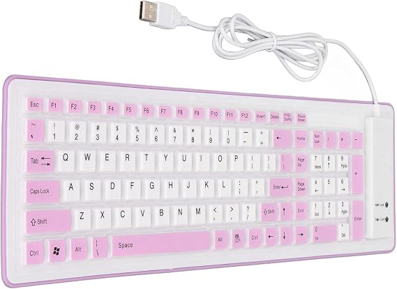 Mechanical Keyboard, Foldable Silicone Keyboard with 103 Keys USB Wired Silicon Foldable Mute Fadeless Foldable Keyboard Typewriter Keyboard Computer Keyboards for PC
