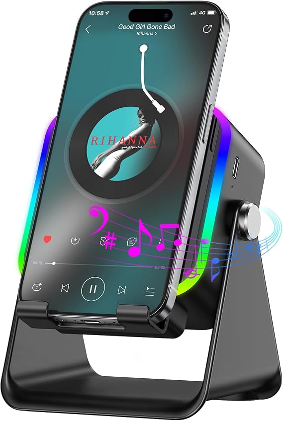 MILOUZ Wireless Induction Speaker 5-in-1 Bluetooth Speaker with Phone Stand
