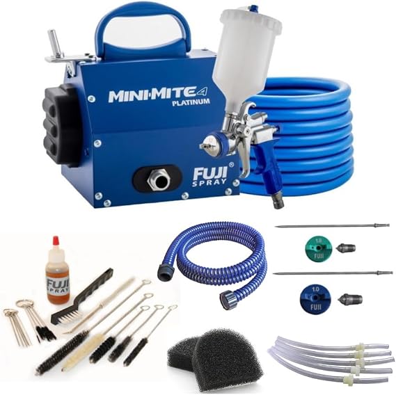 Fuji Spray Mini-Mite 4 Platinum T75G Gravity HVLP Spray System with Accessory Bundle 7 Items