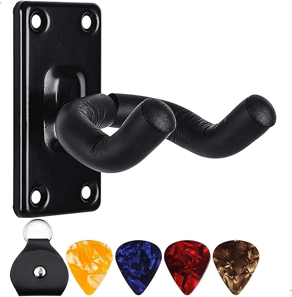Xspring Guitar Holder, Guitar Wall Mount Guitar Rack, Guitar Strap with 4PCS Pick, Guitar Wall Mount Strap, Stand Guitar Straps Hooks for Acoustic Electric and Bass Guitars