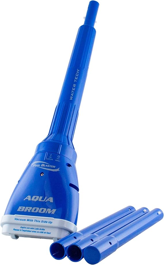 POOL BLASTER Aqua Broom Ultra Cordless Pool & Spa Vacuum w/Pole Set for Sand, Silt & Small Debris, Battery-Powered Handheld Hoseless - for Hot Tubs and Tight Spaces in Inground & Above Ground Pools