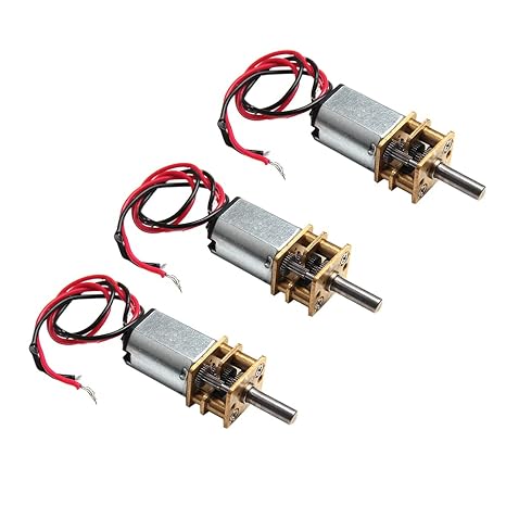 Acxico 3Pcs Mini Micro N20 Gear Motor DC 3V-6V Slow Speed Full Metal Gearbox DIY Robot Car
