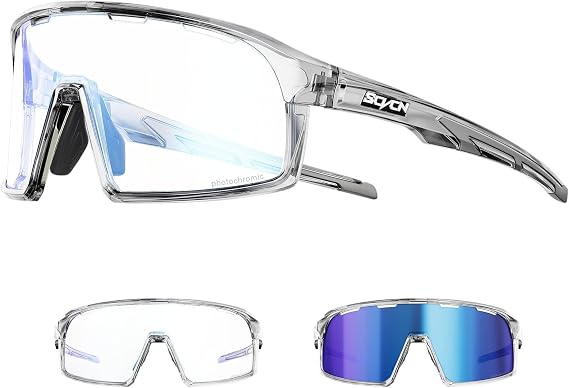 SCVCN Photochromic Cycling Glasses Sports Sunglasses Men Women Mountain Bike Baseball MTB Running Triathlon Golf Driving S144