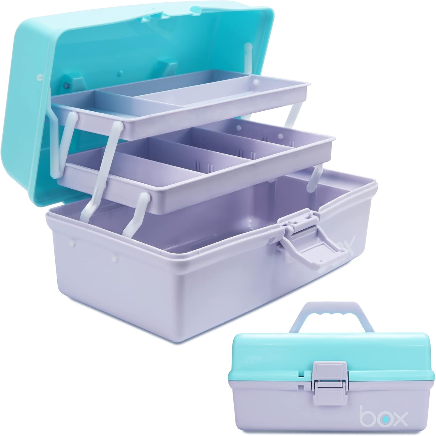 Creahaus 12in 3 Layer Multipurpose Storage Box/Craft Storage Boxes With Compartments/Plastic Black Tool Box/Medicine Storage Box/Hair Accessories Organiser/Sewing Box with 2 Trays