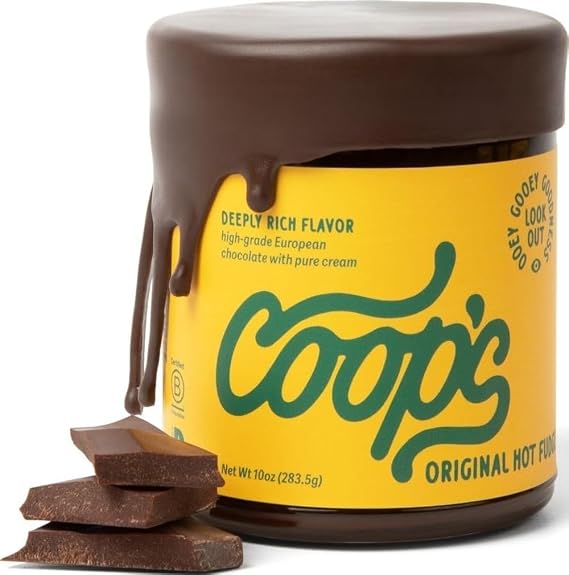 Coop's Original Hot Fudge: Gourmet, All Natural, Handcrafted, Gluten Free, Non-GMO, Chocolate Ice Cream Toppings, Sundae, Desserts, 10 Ounce