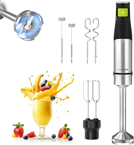 Consciot 4 in 1 Immersion Hand Blender Max 1100W, Trigger Speed Control