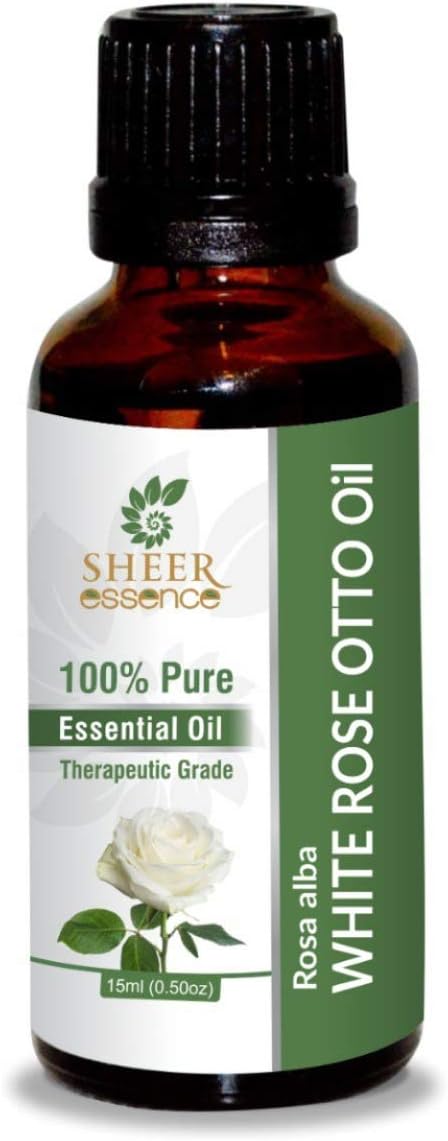 White Rose Otto Oil (Rosa Alba) Essential Oil 100% Pure Natural Undiluted Uncut Therapeutic Grade Oil 0.16 Fl.OZ