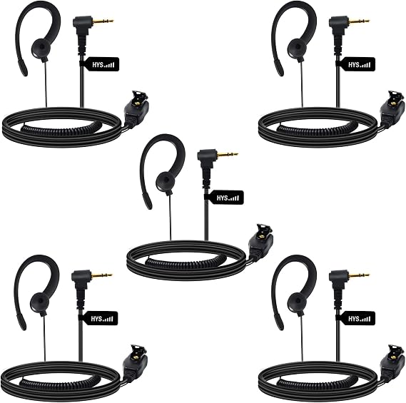 HYS 1 Pin Earpiece Compatible for Motorola TLKR-T60 T61 T62 T80 T81 T82 T-92 H2O T80 Extreme T82 Extreme,Headset PTT with Mic (5)