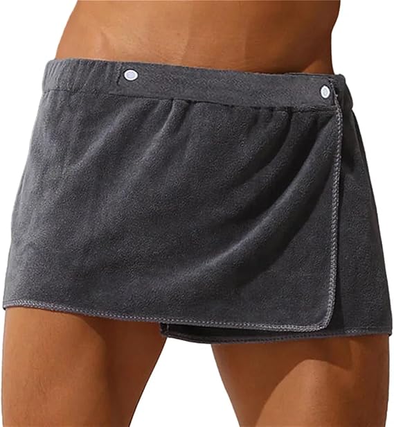 Men Shorts Bathrobe Sleep Bottoms Microfiber Pajamas Nightwear Short Towel Pants Side Split Bathrobe Culottes Soft