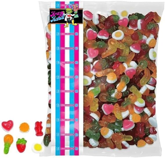 Krazy Kandi 3kg Fab Mix - Giant Bulk Bag of Assorted Gummy & Jelly Sweets, Retro Pick & Mix Style (A Treat for Vidal Sweet Lovers)