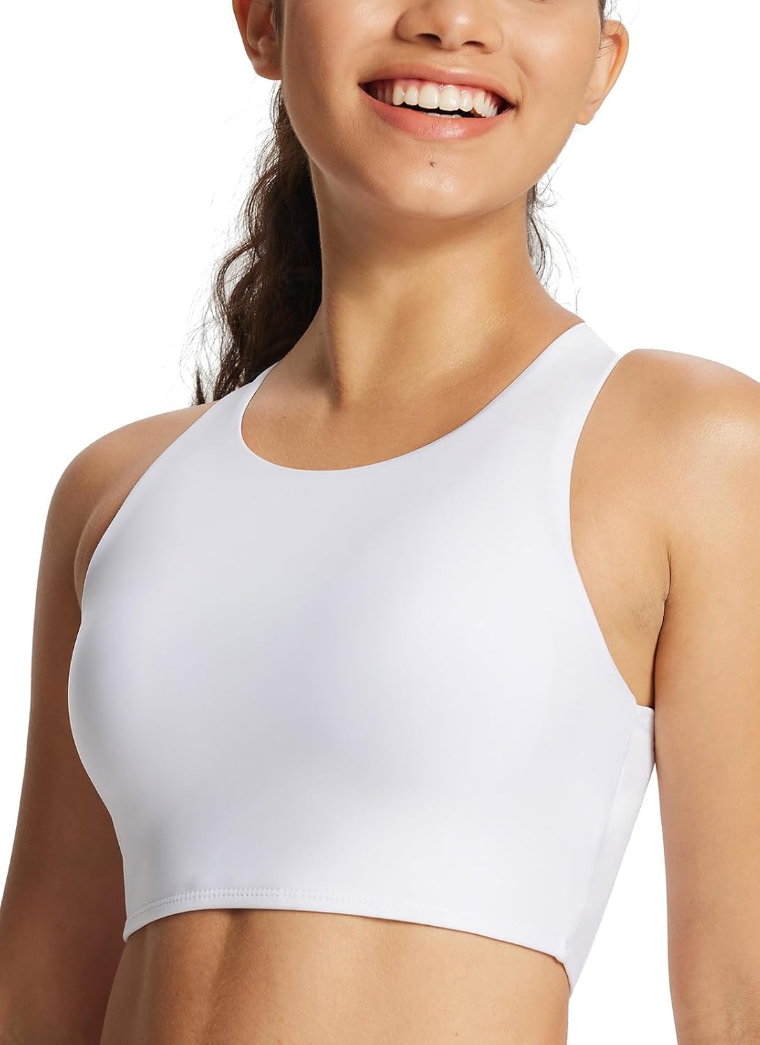 baleaf Womens Swim Bra Modest High Neck Bikini Tops Quick Dry UPF 50Bathing Suit Sports Workout Removable Padded