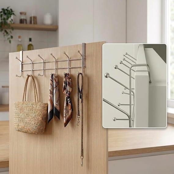 2 Adet Eski Tip Dar Kulaklı Kapı Arkası Askısı, 12 Topçuklu, Paslanmaz Kapı Üzeri Askısı, Dar Kapı Askısı, Eski Tip Kapı Askısı