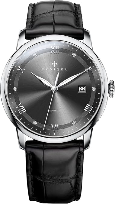 LOBINNI Men's Watch with Calendar Display and Genuine Leather Band Luxury Analog Automatic Machinery Luminous Watch for Men