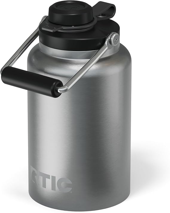 RTIC Half Gallon Outback Jug, Stainless Steel, Insulated Water Bottle with Lid and Handle, BPA-Free, Double Wall Vacuum Insulation, Ceramic Lined, Stainless Steel
