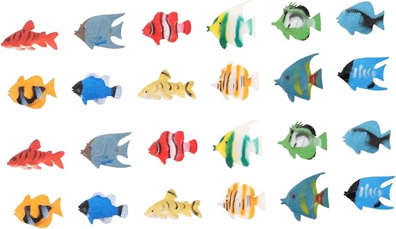 24 Pcs Miniature Ocean Fish Figurines Realistic Animal Models Aquarium Decorations for Tanks Compact Space-saving Artificial Fish Ornaments