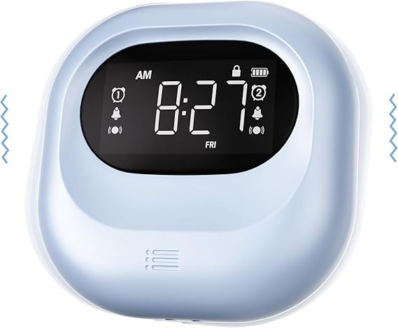 Vibrating Alarm Clock Rechargeable Battery Operated Cordless & Dual Alarms